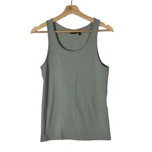ASOS Gray Blue Scoop Neck Fitted Cotton Tank Top S